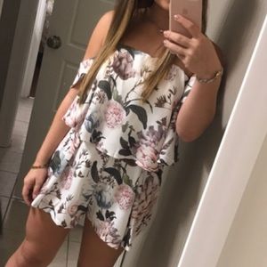 Off the Shoulder Floral Romper size Small